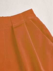 Women's Solid Color Loose Casual Shorts With Pockets And Pleats - 橘色 - 查看 5