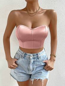 VaVaBold Women's Solid Color Fitted Bandeau Top