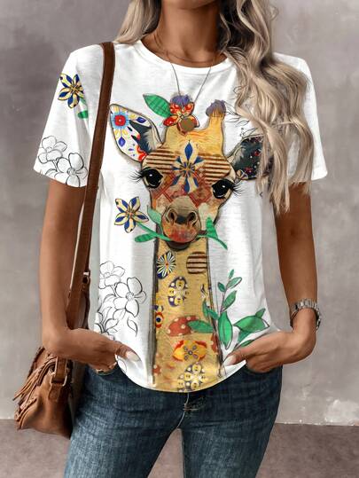 EMERY ROSE Women Slim Fit Versatile Simple Round Neck Short Sleeve Loose T-Shirt Suitable For Going Out,Casual