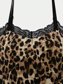 SHEIN LUNE Vestido midi sexy para mujer con estampado de leopardo y encaje