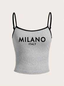 Slaydiva MILANO Women Casual Letter Pattern Sexy Cami Tank Top, Suitable For Summer