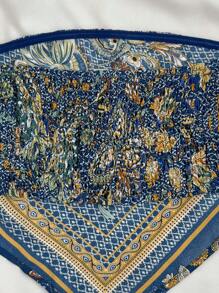 SHEIN 少女夏季度假复古印花露背抹胸