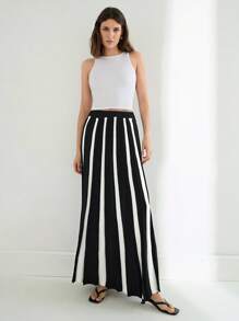 Maija Women Striped Long Casual Knit Skirt