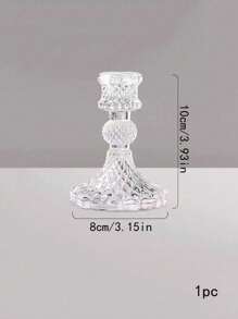1 cái/2 cái Chân nến bằng thủy tinh trong suốt họa tiết kim cương, Đồ trang trí nội thất cho bàn ăn, phòng khách, đám cưới, quà tặng - Trong sáng - Xem 3