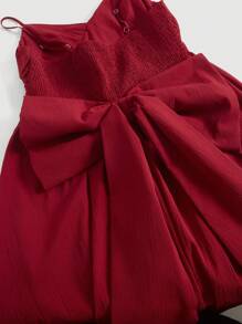 SHEIN MOD Plus Size Red Pleated Backless Plus Size Bow High Low Dress, Elegant Women Dress, Party Dress, Bow Dress, Red Dress, Red Formal Dress, Holiday Dress, Red Dress, Sexy Red Dress Woman Dress Women Dress Women Elegant Dresses Women Dresses Elegant Gown Women Dresses Vacation Cute Dresses For Women Party Dresses For Women Women Formal Party Outfits For Women Birthday Dresses For Women Women Short Dresses Semi Formal Dresses For Women - Red - View 3