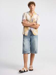 Maija 男式扎染短袖单排扣口袋休闲衬衫 - 彩色 - 查看 4