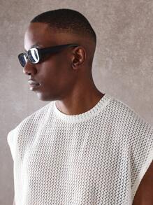 SUMWON 奢华钩针无袖背心夏季时尚针织运动肌肉海滩度假装现代精致透气网眼 - 杏色 - 查看 3