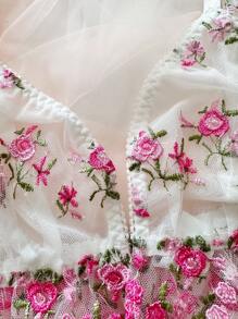 2pcs/Set Women Romantic Floral Embroidered Lingerie Set - White - View 5