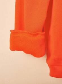 SHEIN 2pcs/Set Tween Boys Casual Letter Print Graphic Crew Neck Sweatshirt And Solid Color Fleece Lined Jogger Pants Set, Thickened