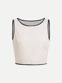 SHEIN Clasi 撞色边饰简约女装白色服装，时尚，适合夏季 - 彩色 - 查看 2