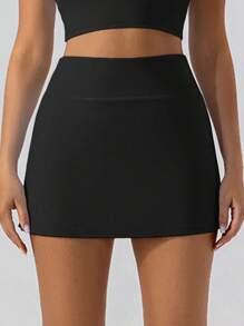 Chiquease Black Multi-Functional Pencil Skirt, Slim Fit Anti-Flashing, Suitable For Back To School, Knee-Length Skirt - Black - View 4