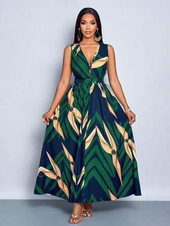 SOLERSUN Women's Sleeveless Elastic Waist Long Dress, Suitable For Summer Vacation And Daily Wear, Boho Festival, Seaside Vacation, Beach Travel, Dating, Commuting, Elegant (Random Floral)Summer Outfits Summer Clothes  Concert Outfit Women Rave Outfits Festival  Vacation Outfits Woman  Business Casual  Beach Outfits For Woman Vacation Outfits Woman Office Outfits For Women Old Money Style Women  Boho  Modest