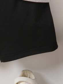 SHEIN Chàng trai trẻ Sọc Vòng cổ Ngắn tay Áo thun Và Bộ quần short - Xám - Xem 4