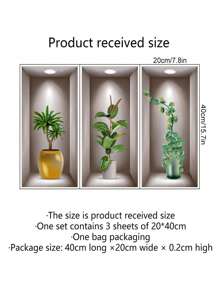 SHEIN 1pc (20*40*3pcs) 3D Effect Artistic Triptych Wall Sticker For Background Decoration In Living Room And Entrance-Way, Renovation Stickers Peel Wall Panels, Wall Paper, Wallpapers, Spring Decoration Items Refresh Your Home, Rama Decoration Stickers