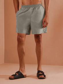 SUMWON Casual Beach Swim Trunks Regular Fit Pull-On Summer Vacation Pool Shorts Elastic Waistband Breathable Lightweight Resort Classic - Khaki - View 1