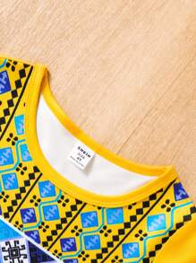 Young Girls' Printed Long Dress - Yellow - View 5