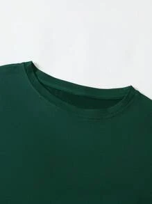 SHEIN LUNE Western Style Boots Printed Summer Crew-Neck T-Shirt Graphic Tees Women Tops - Dark Green - View 5