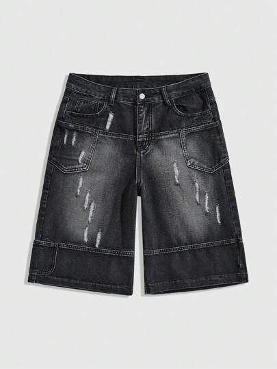 Street Life Jeans décontractés simples en denim pour hommes, convenant pour l'été