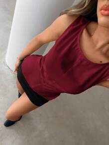 SHEIN Essnce Summer Women's Sleeveless Backless Tie-Up Camisole,Tank Tops Women,Backless Top,Going Out Tops Women