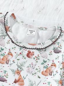 SHEIN 2pcs/Set Young Girl Cute Forest Animal & Floral Printed Long Pants And Long Sleeve Close-Fitting Loungewear Set Toddler Girls Young Girls Sets Sleepwear For Kids Toddler Outfits Girl Pajamas Kids Set Pj Sets For Kids Fit Pajamas Snug Fit Young Girls 2 Pieces Set Pj Set For Kids Pajama Sets For Kids Kids Pj Sets Summer Pajamas Kids Pajamas - Multicolor - View 5