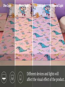 Nick 90s | SHEIN 1pc 90s Cartoon Print Soft And Comfortable Fitted Sheet, Warm And Machine Washable, Multiple Sizes - Multicolor - View 9