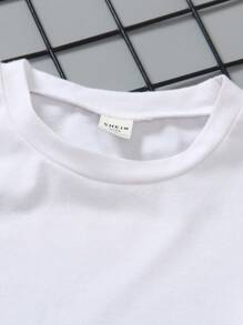 SHEIN Young Boy Street Style Short Sleeve Round Neck T-Shirt, Cool Workwear Patchwork Vest, Loose Shorts 3-Piece Set, Comfortable And Fashionable For Spring And Summer Khaki Young Boys Setsgreen Young Boys Sets - Multicolor - View 5