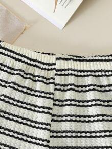 夏季新款条纹休闲短袖套装，马球领 T 恤 + 短裤，2 件/套幼儿男童