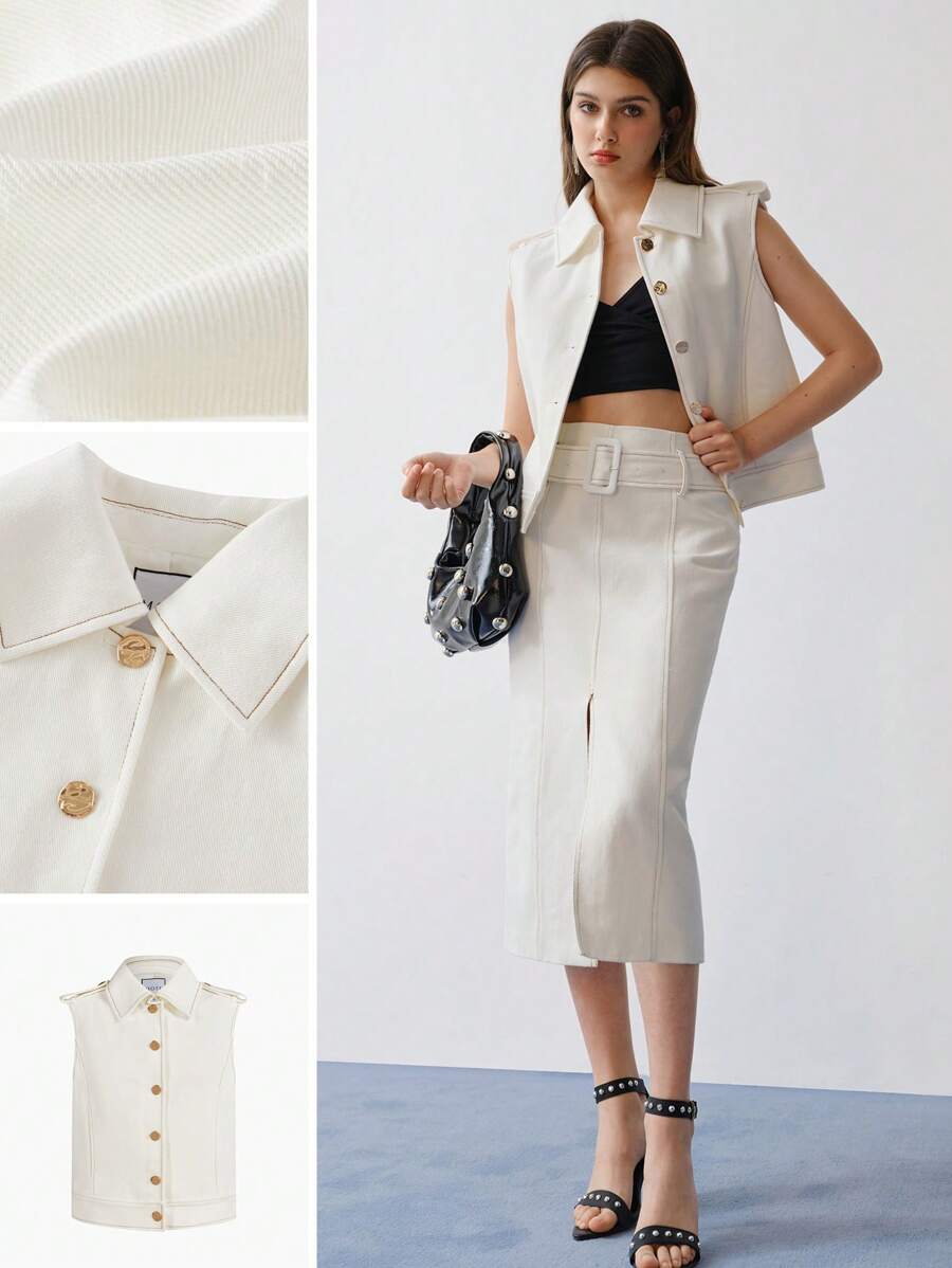 MOTF STUDIO ÁO KHOÁC CÓ CẮT CỘT VEST