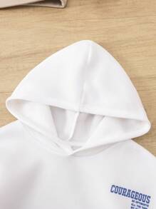 买一送一，4件/2套Tween Boy字母印花连帽羊毛运动衫和裤子2件套，适合秋季，加厚 - 彩色 - 查看 4