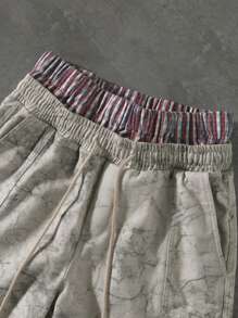 Manfinity Roghcode 男士休闲前系带口袋简约宽松长裤，日常穿着 - 彩色 - 查看 4