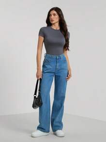 SHEIN Tall 4pcs Multi-Packs Basic Round Neck Short Sleeves T-Shirt - Multicolor - View 7