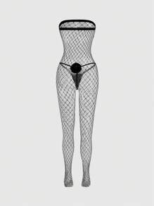 ROMWE Anime Set de 3 piezas Lencería sexy de red de pesca tipo conejita para mujeres
