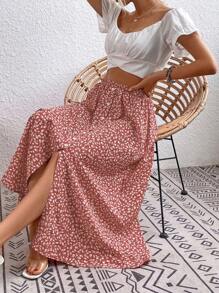 Breezaya 碎花长裙，休闲假日风 - 藕粉色 - 查看 6