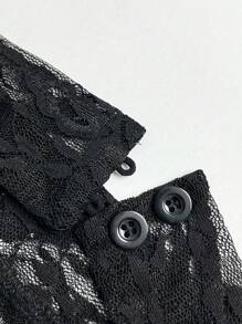 Plus Beach Lace Halter Backless Tie-Back Tank Top - Black - View 6