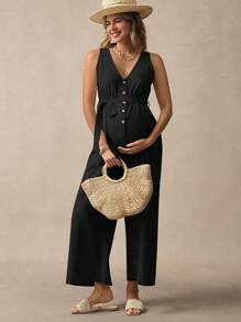 SHEIN Maternity Jumpsuit, Minimalist & Fashionable Design, Suitable For Summer