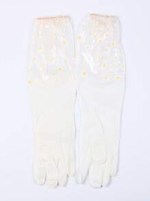 SHEIN 1pair Daisy Pattern Random Color Household Glove,Long Sleeve Rubber Gloves, Reusable Dishwashing Gloves, Kitchen Oven Pet Cleaning Gloves,Kitchen,Bathroom,Home,Household Suppliers,Color Random - Multicolor - View 9