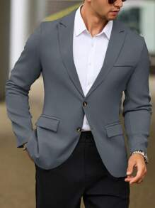 Manfinity Mode 男士商务休闲正式旅行翻领西装外套