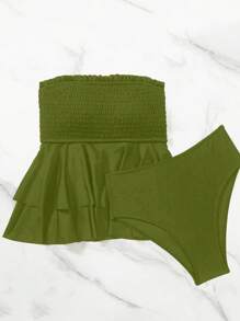 Swim Mod Women Beach Summer Outfits Vest Tank Top & Bikini - Green - View 4