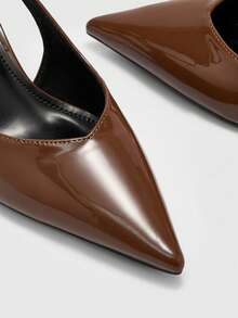 CUCCOO BIZCHIC Pointed Toe Adjustable Buckle Design Fashion High Heel Pumps For Women For Christmas - Brown - View 7