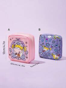 Nick 90s X SHEIN 1pc 90s Cartoon Graphic RPET Sanitary Pad Storage Pouch, Can Be Used As A Storage Bag For Female Hygiene Products, Digital Storage Bag, Small Item Storage Bag