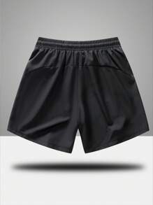 Manfinity Sport Corelite Men's Casual Solid Color Drawstring Waist Sports Shorts Sweater Shorts Running Shorts - Black - View 2