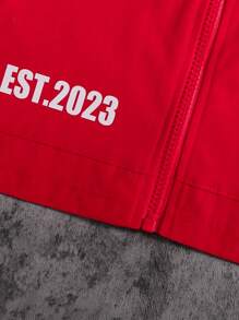 男童百搭宽松交叉印花休闲纽扣短袖衬衫，与爸爸和兄弟的搭配风格，美式街头休闲 - 紅色 - 查看 6