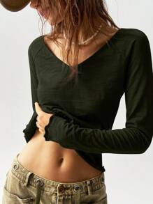 Bohemela Maglietta con scollo a V, maniche lunghe, modello ampio, da donna, per vacanze in stile boho, casual, adatta per autunno e inverno