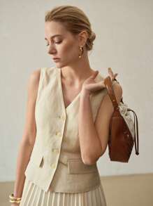 MOTF PREMIUM Vestido con cremallera y pliegues - Albaricoque - Ver 5