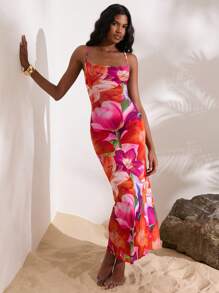 Opulessa Vestido delgado de malla de punto con tirantes de espagueti para mujer, vestidos de primavera/verano, vestido de Pascua para mujer, atuendos de vacaciones para mujer