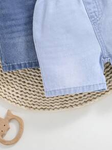 3pcs Baby Boys' Soft Washed Denim Shorts, Lightweight Fabric, Casual And Fashionable, Suitable For Spring And Summer Seasons - Multicolor - View 4