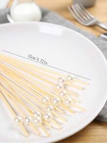 SHEIN Basic living 50pcs/100pcs 混合款式，一次性水果签，竹签，花签，水果叉，创意艺术牙签，鸡尾酒签，三明治签，水果签