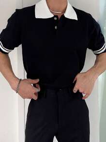 DAZY Men's Summer Contrast Collar Knit Sweater,Back To School Clothes