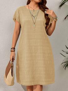 EMERY ROSE Vestido de manga corta verde para mujeres talla grande de principios de primavera