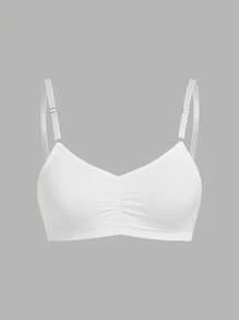 1pc Grey Non-Wired Wireless Brassiere - White - View 6